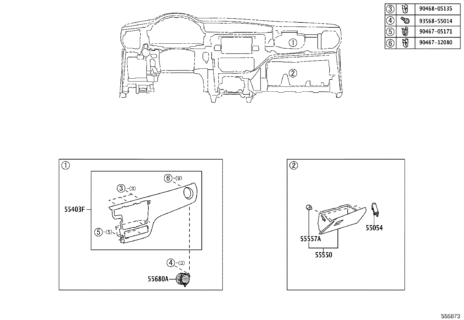 55306-12490 BRACE SUB-ASSY, INSTRUMENT PANEL, NO.1 product image