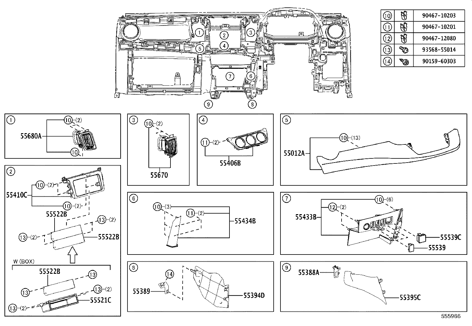 55670-42100 REGISTER ASSY, INSTRUMENT PANEL, NO.3 product image