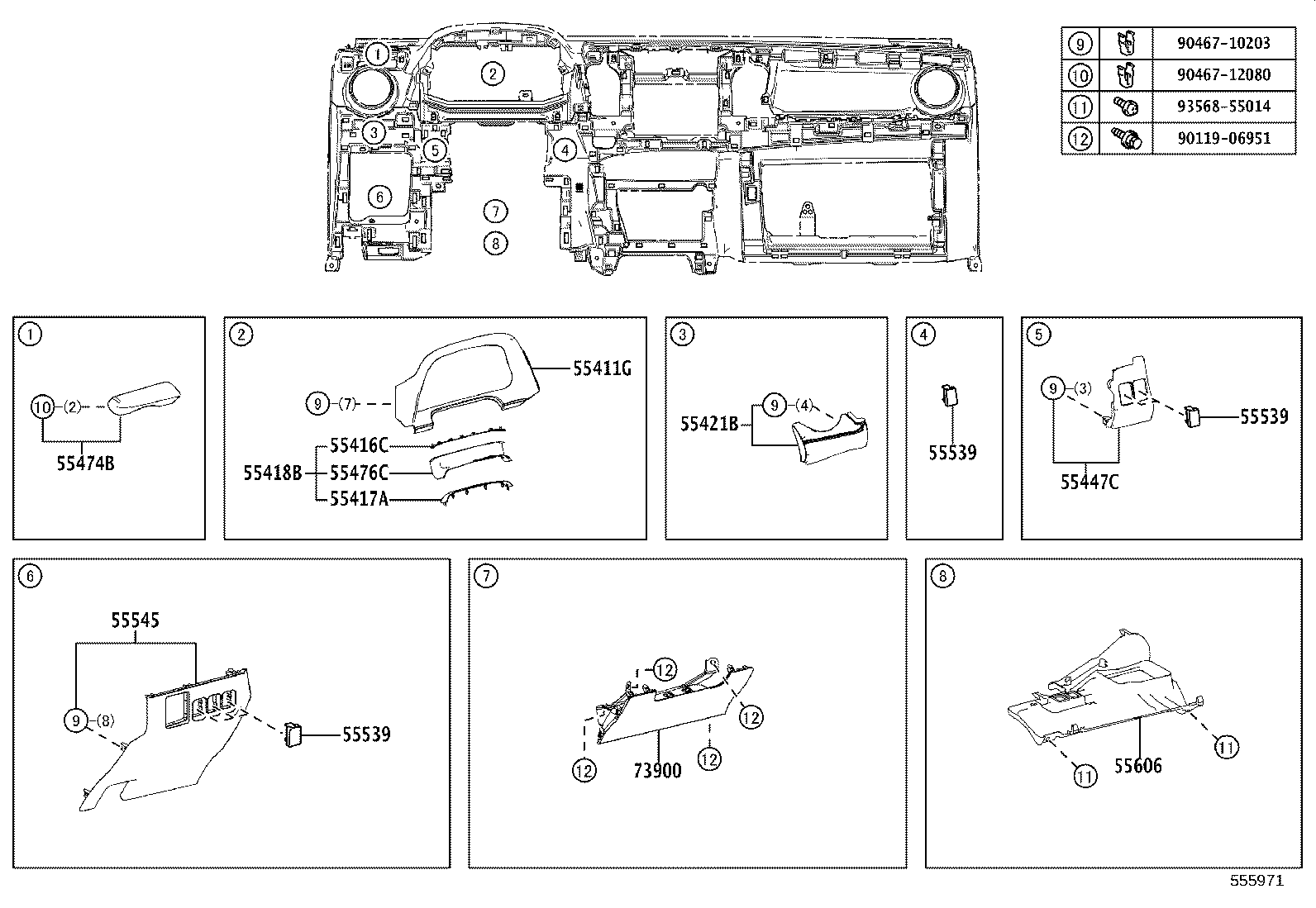 55306-42130 BRACE SUB-ASSY, INSTRUMENT PANEL, NO.1 product image