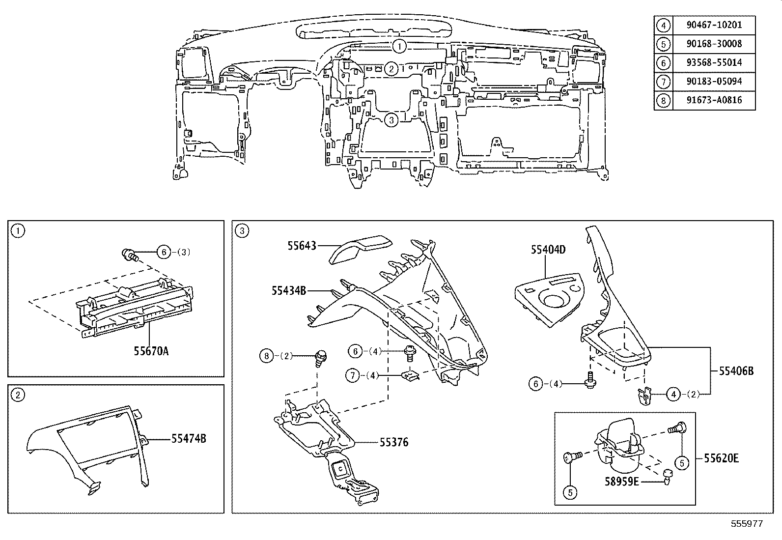 55330-47100 REINFORCEMENT ASSY, INSTRUMENT PANEL product image