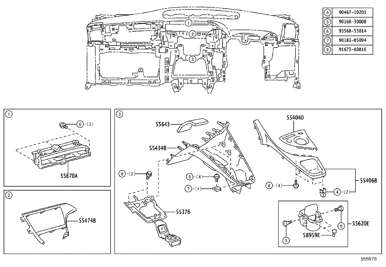 55330-47100 REINFORCEMENT ASSY, INSTRUMENT PANEL product image