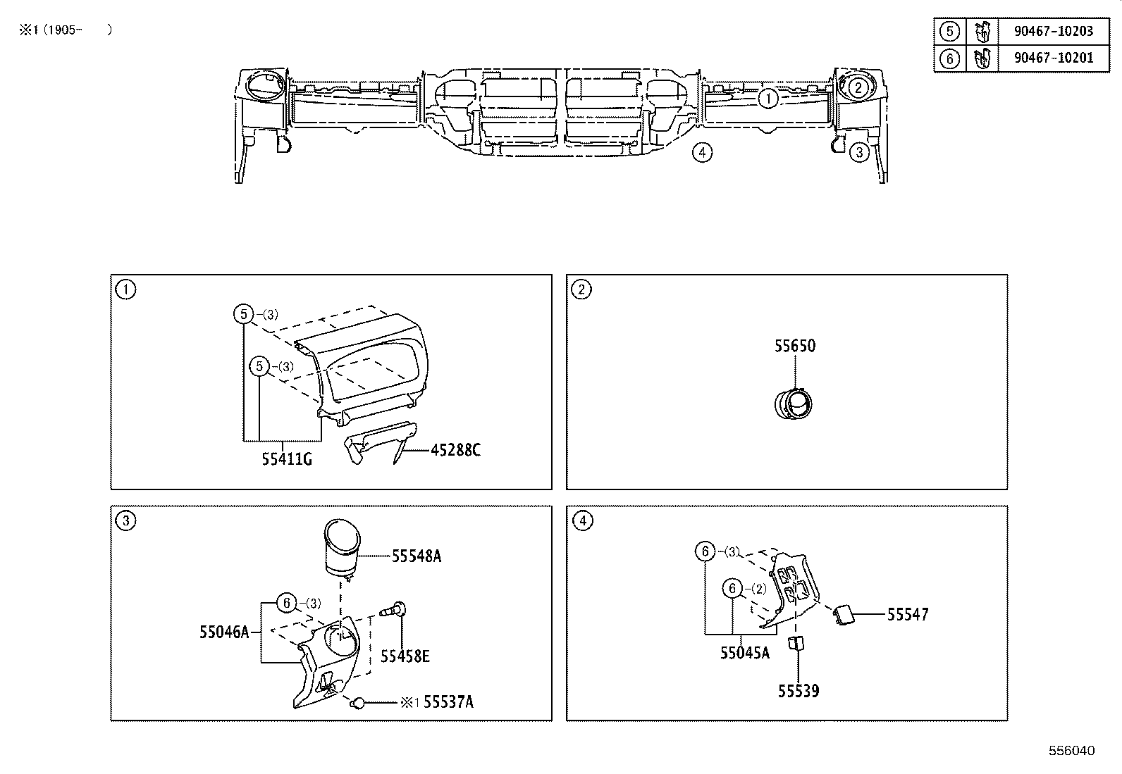 55306-37084 BRACE SUB-ASSY, INSTRUMENT PANEL, NO.1 product image