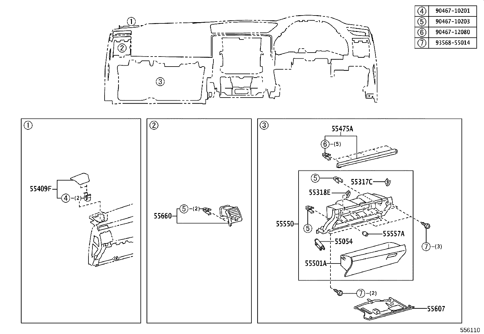 55406-22170 PANEL SUB-ASSY, INSTRUMENT CLUSTER FINISH, LOWER CENTER product image