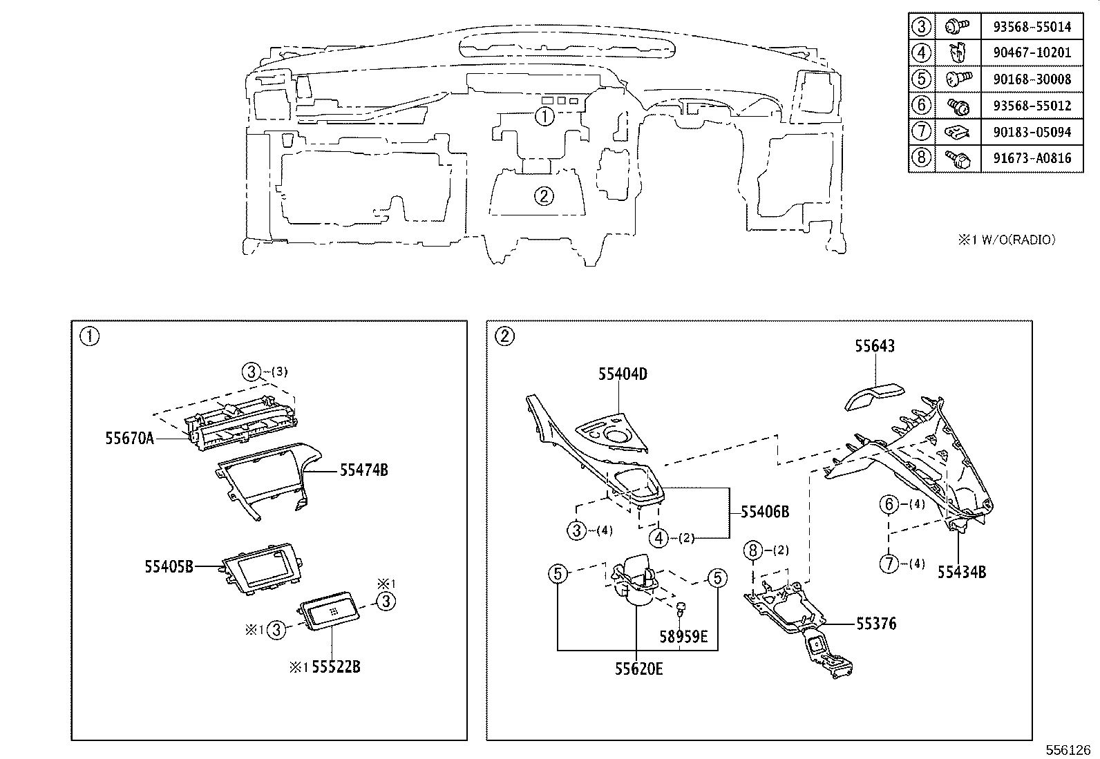 55307-47010 BRACE SUB-ASSY, INSTRUMENT PANEL, NO.2 product image