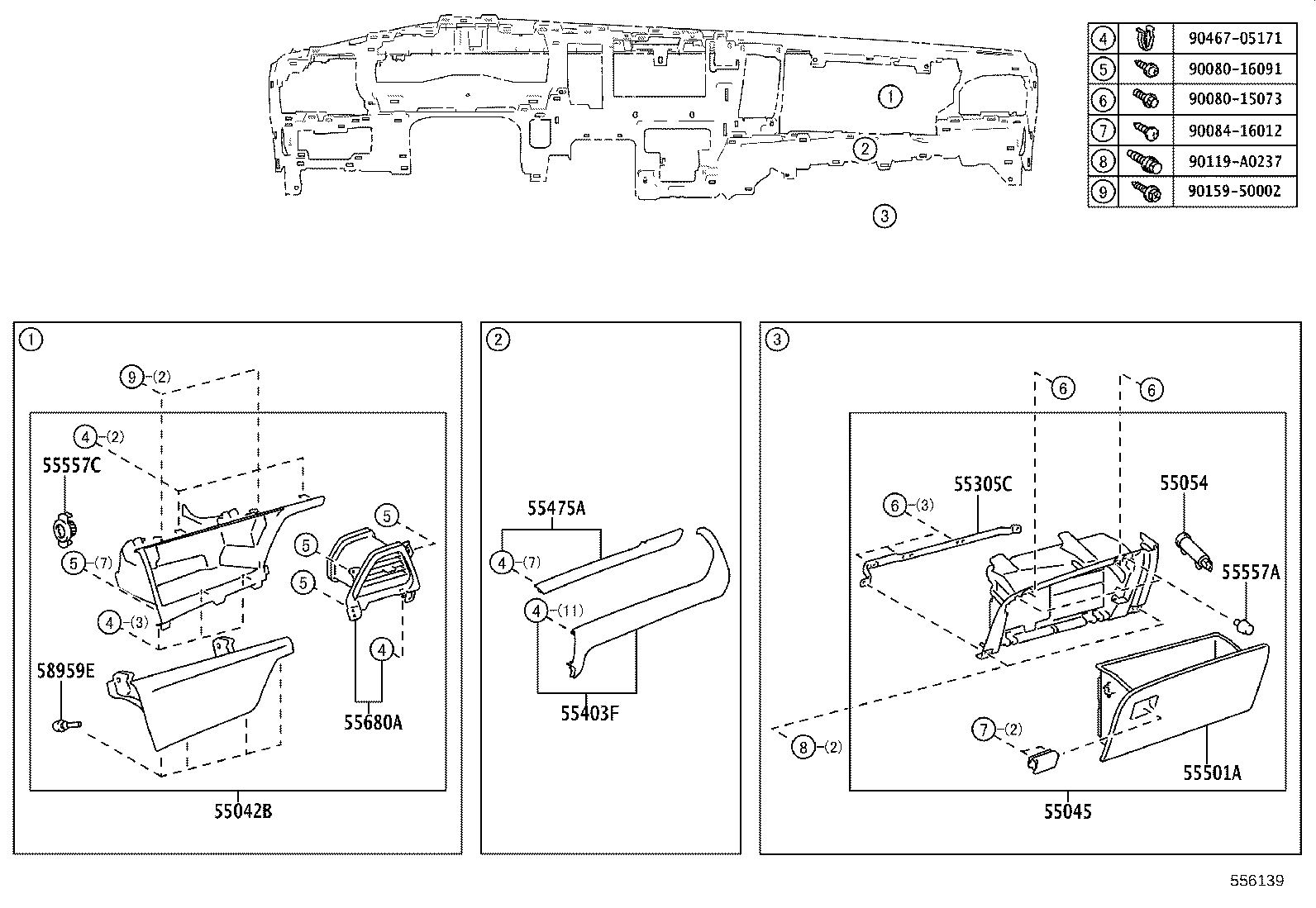 55054-02030 STOPPER SUB-ASSY, GLOVE COMPARTMENT DOOR product image