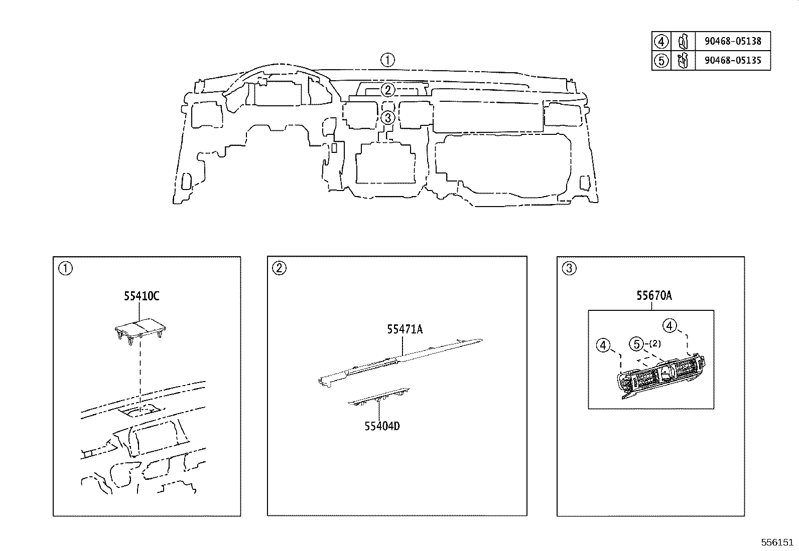 55401-53904 PAD SUB-ASSY, INSTRUMENT PANEL SAFETY product image