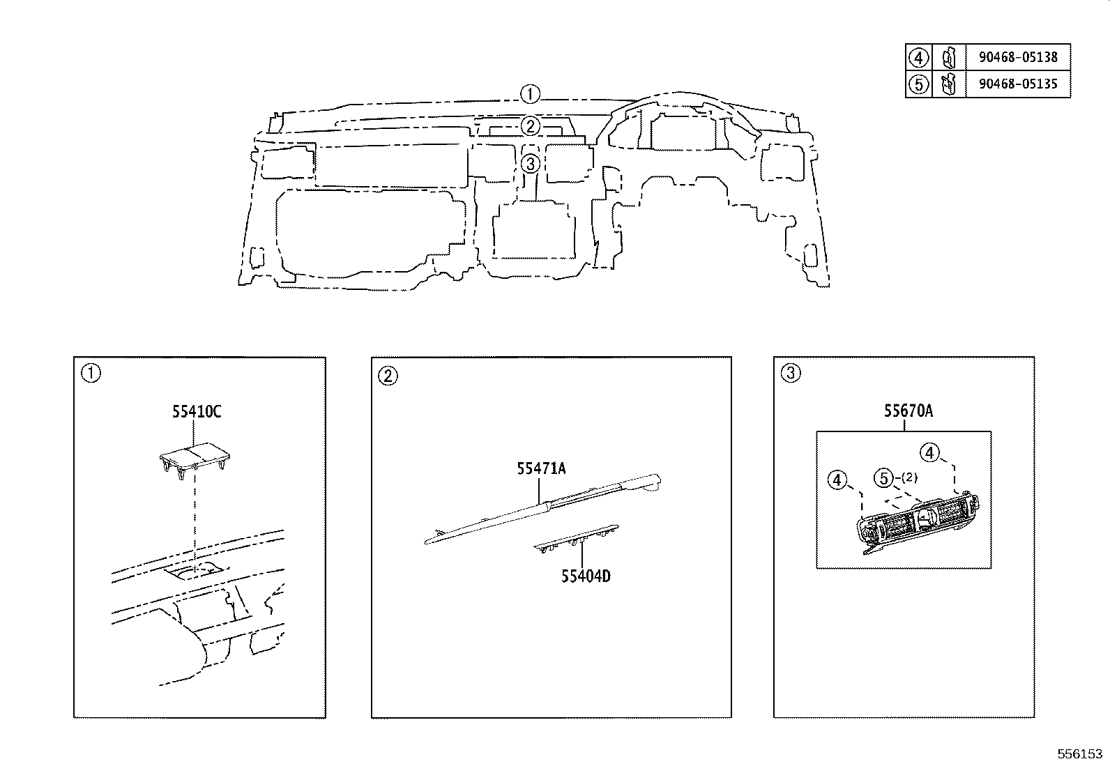 55401-53904 PAD SUB-ASSY, INSTRUMENT PANEL SAFETY product image