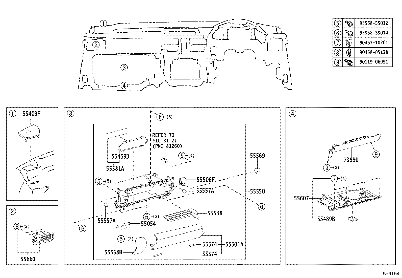 55401-53904 PAD SUB-ASSY, INSTRUMENT PANEL SAFETY product image