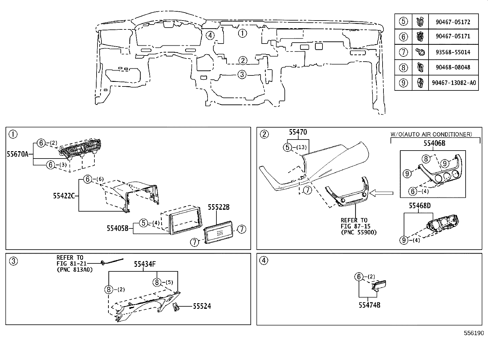 55405-02830 PANEL SUB-ASSY, INSTRUMENT CLUSTER FINISH, CENTER product image