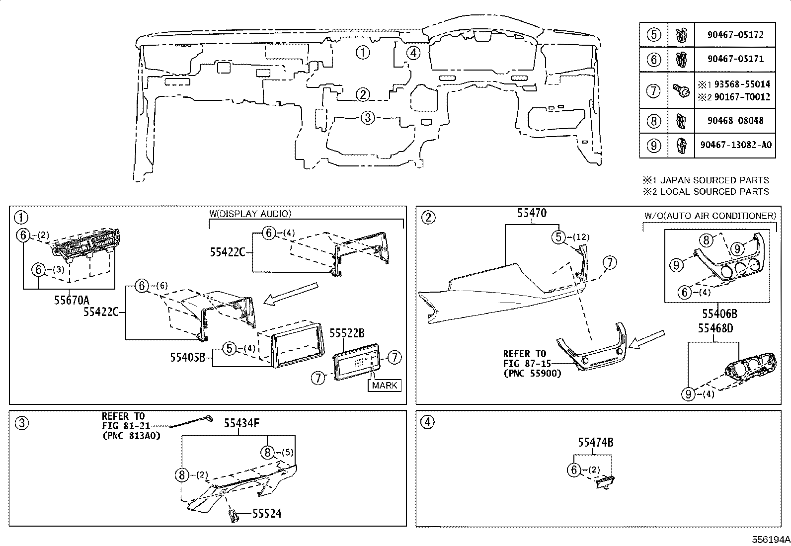 55405-02830 PANEL SUB-ASSY, INSTRUMENT CLUSTER FINISH, CENTER product image