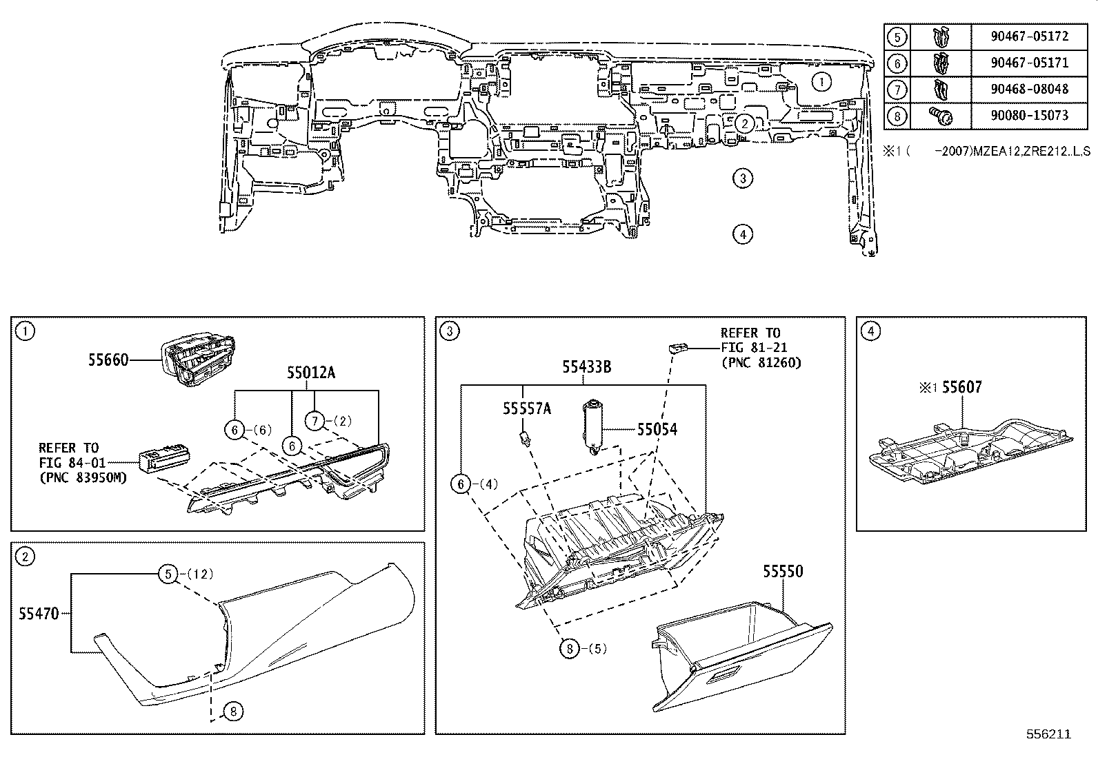 55307-02490 BRACE SUB-ASSY, INSTRUMENT PANEL, NO.2 product image