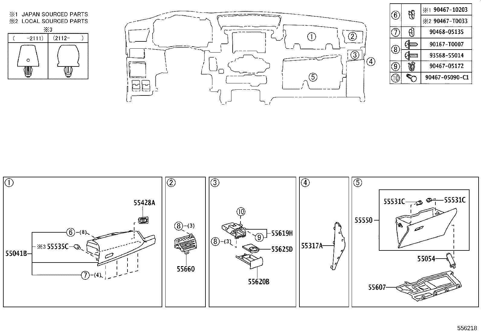 55357-KK090 CUSHION, INSTRUMENT PANEL, NO.3 product image