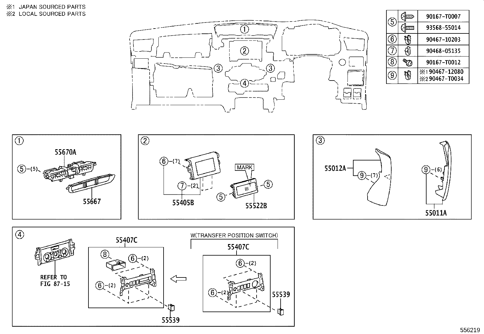 55357-KK090 CUSHION, INSTRUMENT PANEL, NO.3 product image