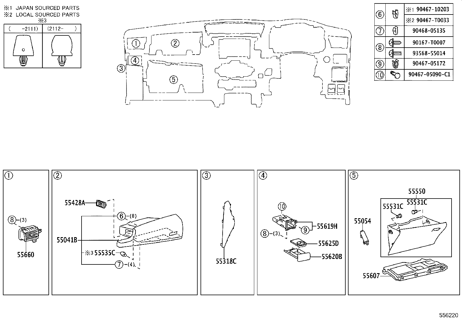 55357-KK090 CUSHION, INSTRUMENT PANEL, NO.3 product image