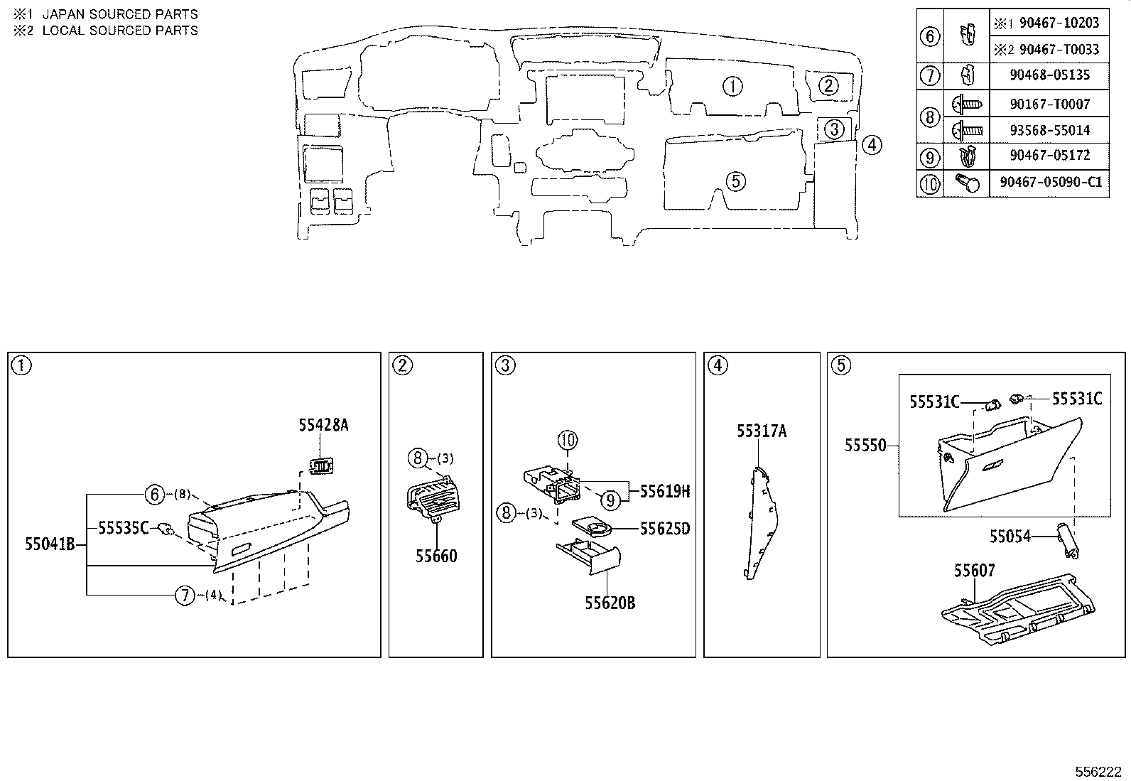 55356-KK030 CUSHION, INSTRUMENT PANEL, NO.2 product image