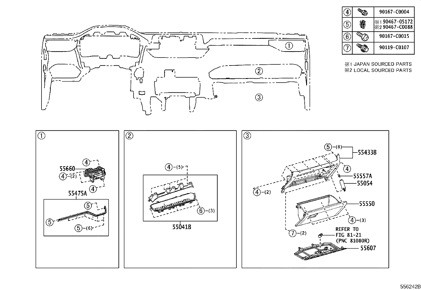 55307-0R050 BRACE SUB-ASSY, INSTRUMENT PANEL, NO.2 product image