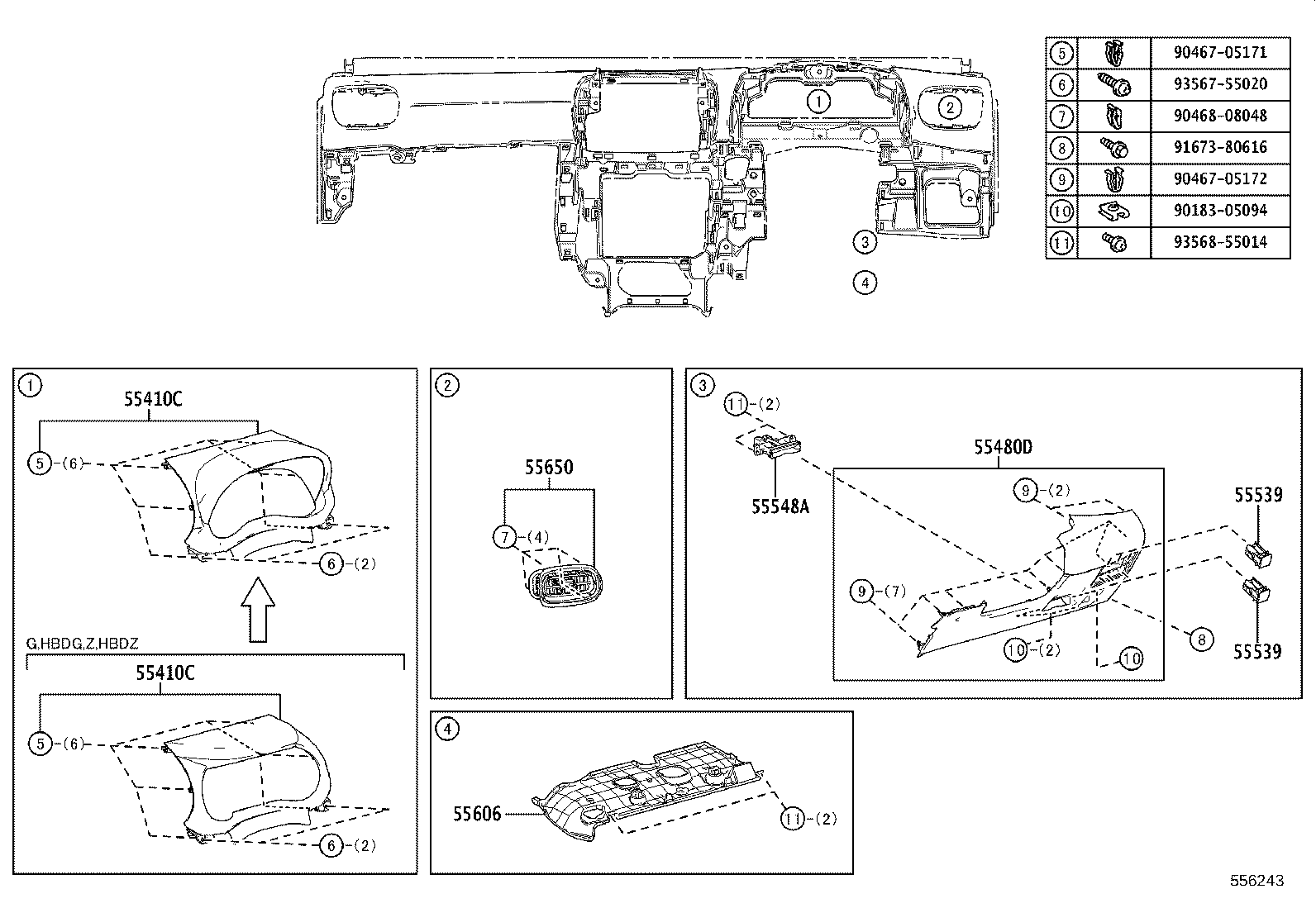 55480-K0010-B1 PANEL ASSY, INSTRUMENT PANEL FINISH, LWR product image