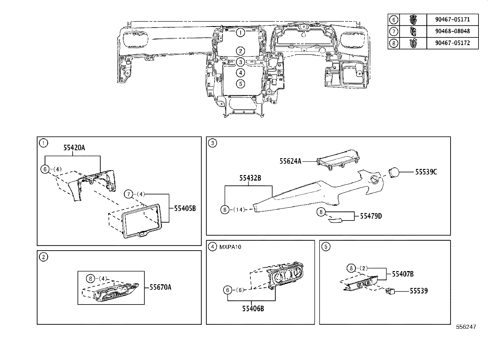 55406-K0010 PANEL SUB-ASSY, INSTRUMENT CLUSTER FINISH, LOWER CENTER product image