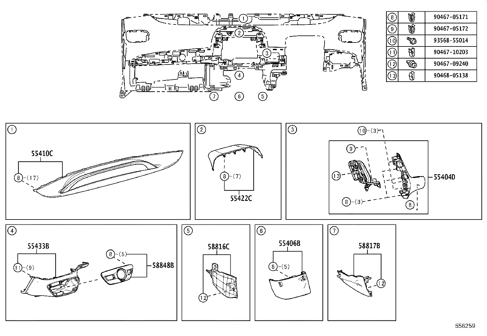 55306-47140 BRACE SUB-ASSY, INSTRUMENT PANEL, NO.1 product image