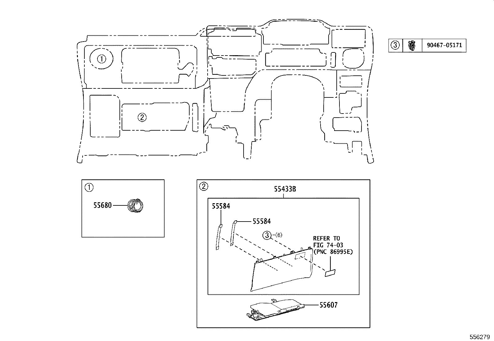 55307-15010 BRACE SUB-ASSY, INSTRUMENT PANEL, NO.2 product image