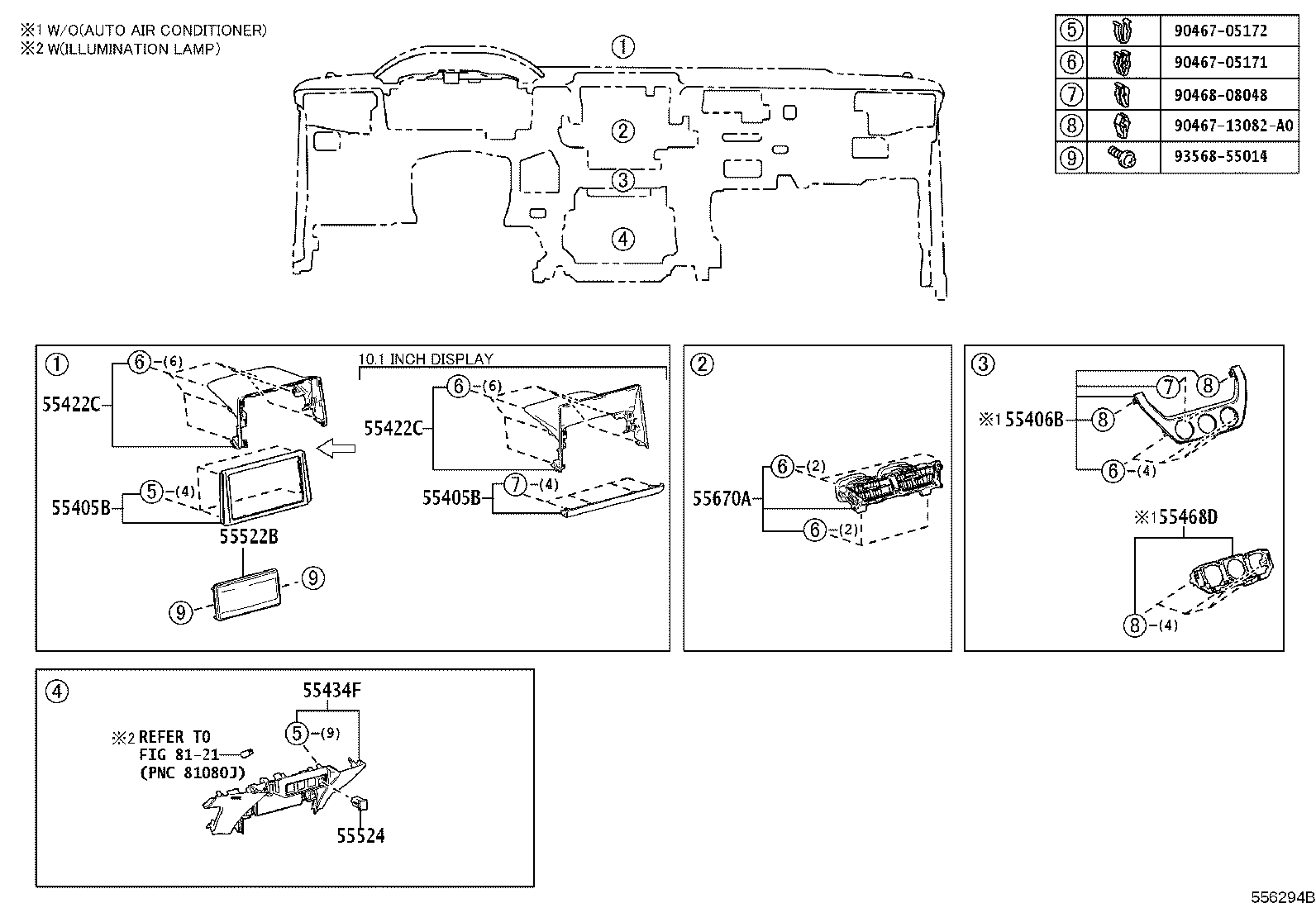 55405-0A080 PANEL SUB-ASSY, INSTRUMENT CLUSTER FINISH, CENTER product image