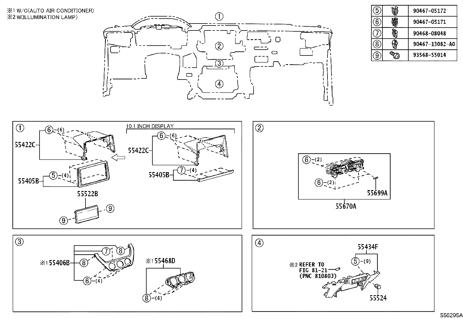 55405-0A080 PANEL SUB-ASSY, INSTRUMENT CLUSTER FINISH, CENTER product image