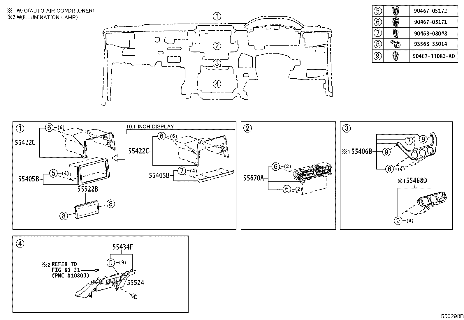 55405-0A080 PANEL SUB-ASSY, INSTRUMENT CLUSTER FINISH, CENTER product image