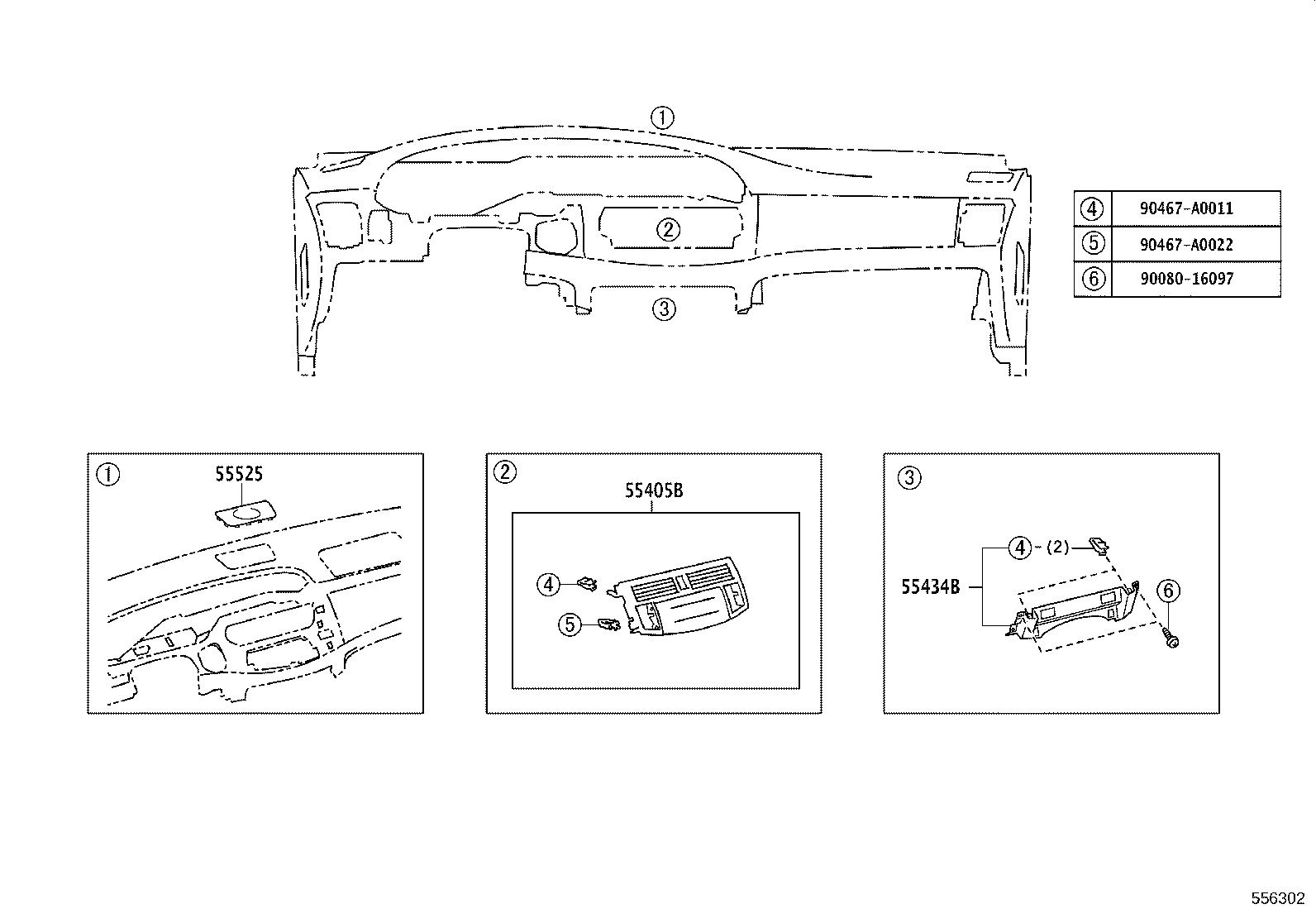 55405-07010 PANEL SUB-ASSY, INSTRUMENT CLUSTER FINISH, CENTER product image