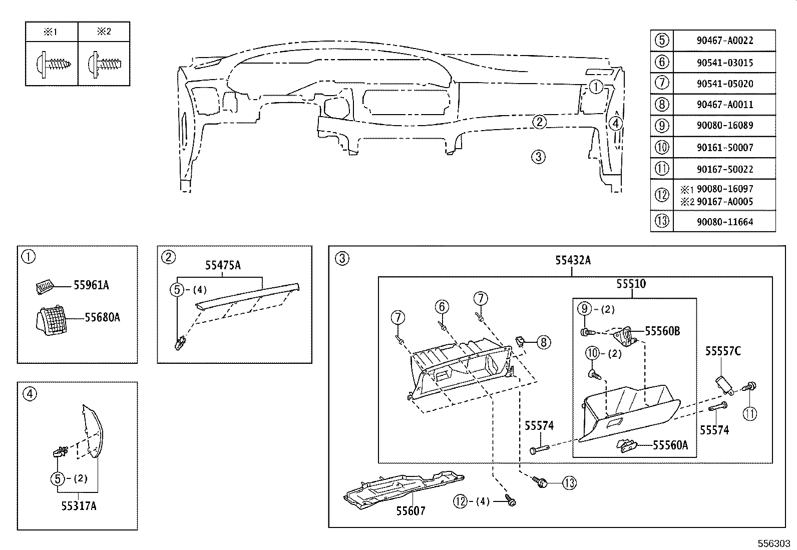 55405-07010 PANEL SUB-ASSY, INSTRUMENT CLUSTER FINISH, CENTER product image