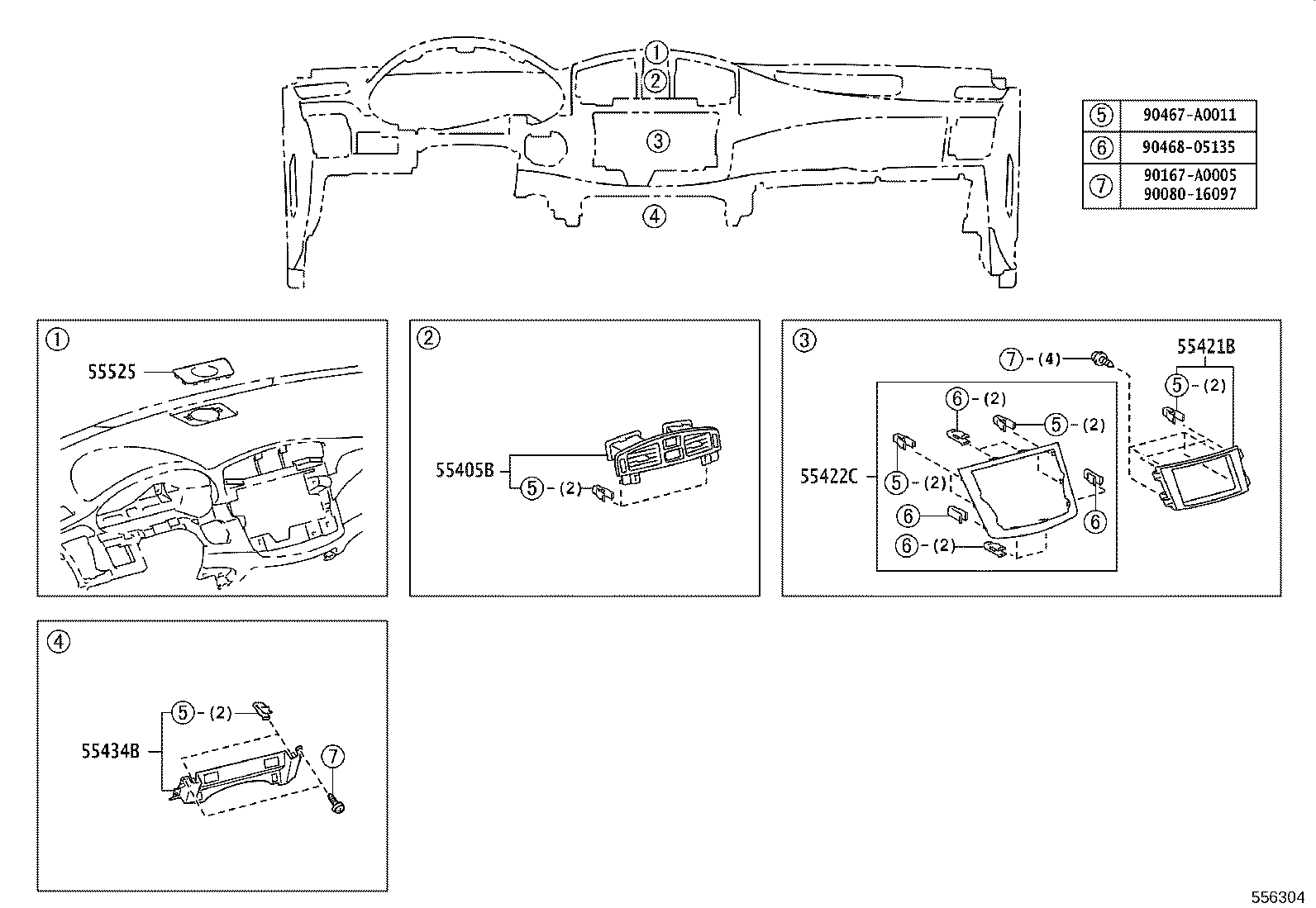55405-07010 PANEL SUB-ASSY, INSTRUMENT CLUSTER FINISH, CENTER product image