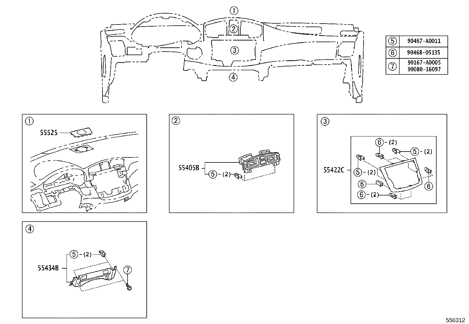 55475-07051 GARNISH, INSTRUMENT CLUSTER FINISH PANEL, NO.2 product image
