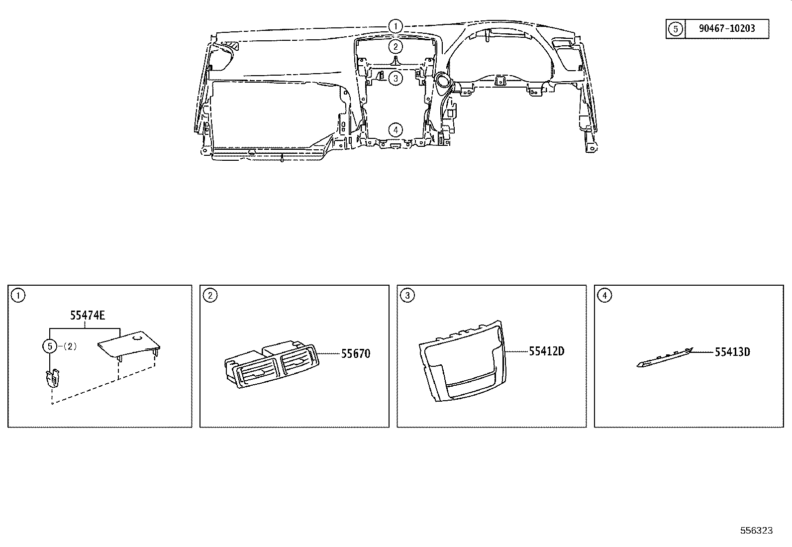 55446-53080-C0 BASE, SWITCH HOLE, NO.1 product image