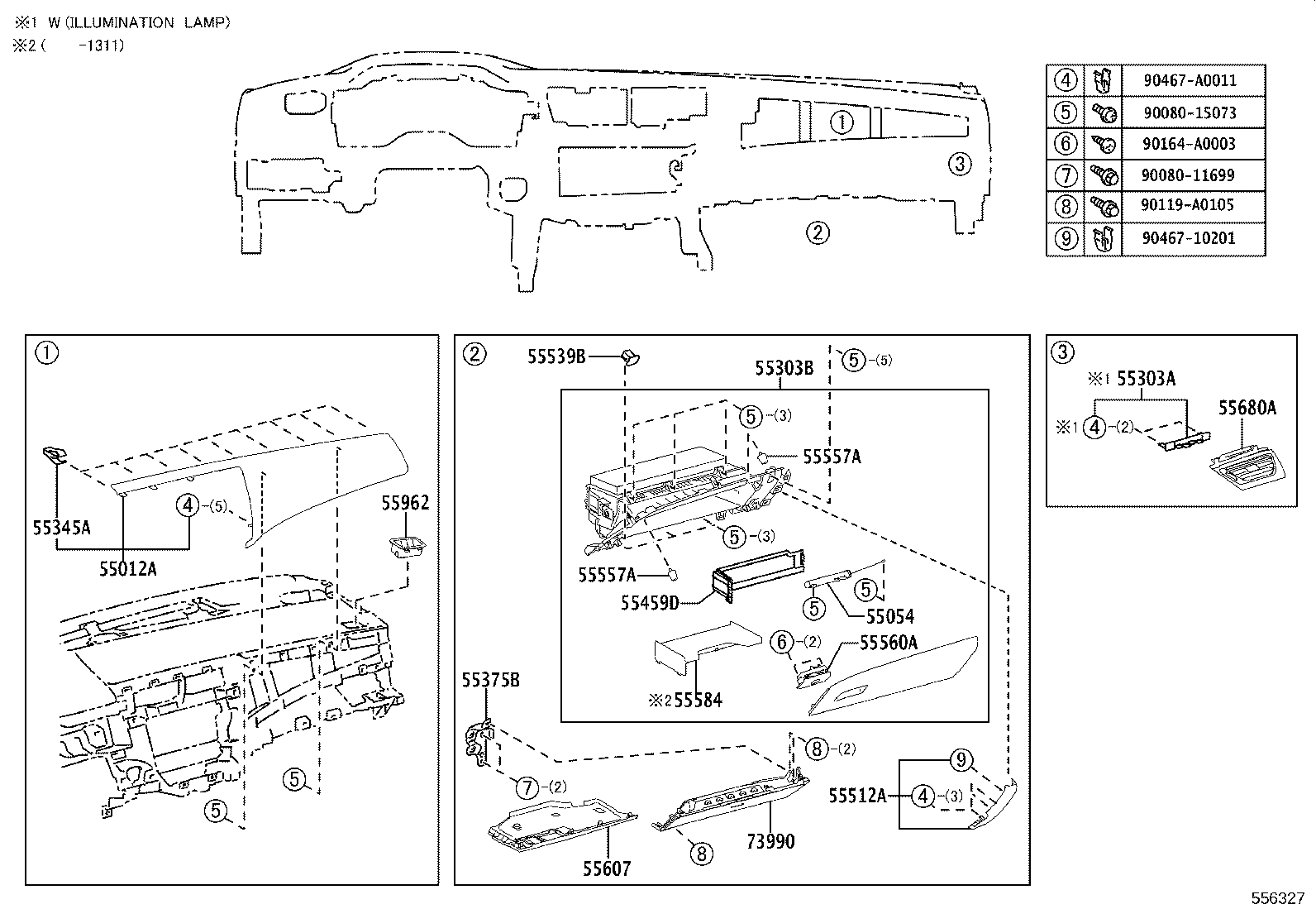 55054-07010 STOPPER SUB-ASSY, GLOVE COMPARTMENT DOOR product image