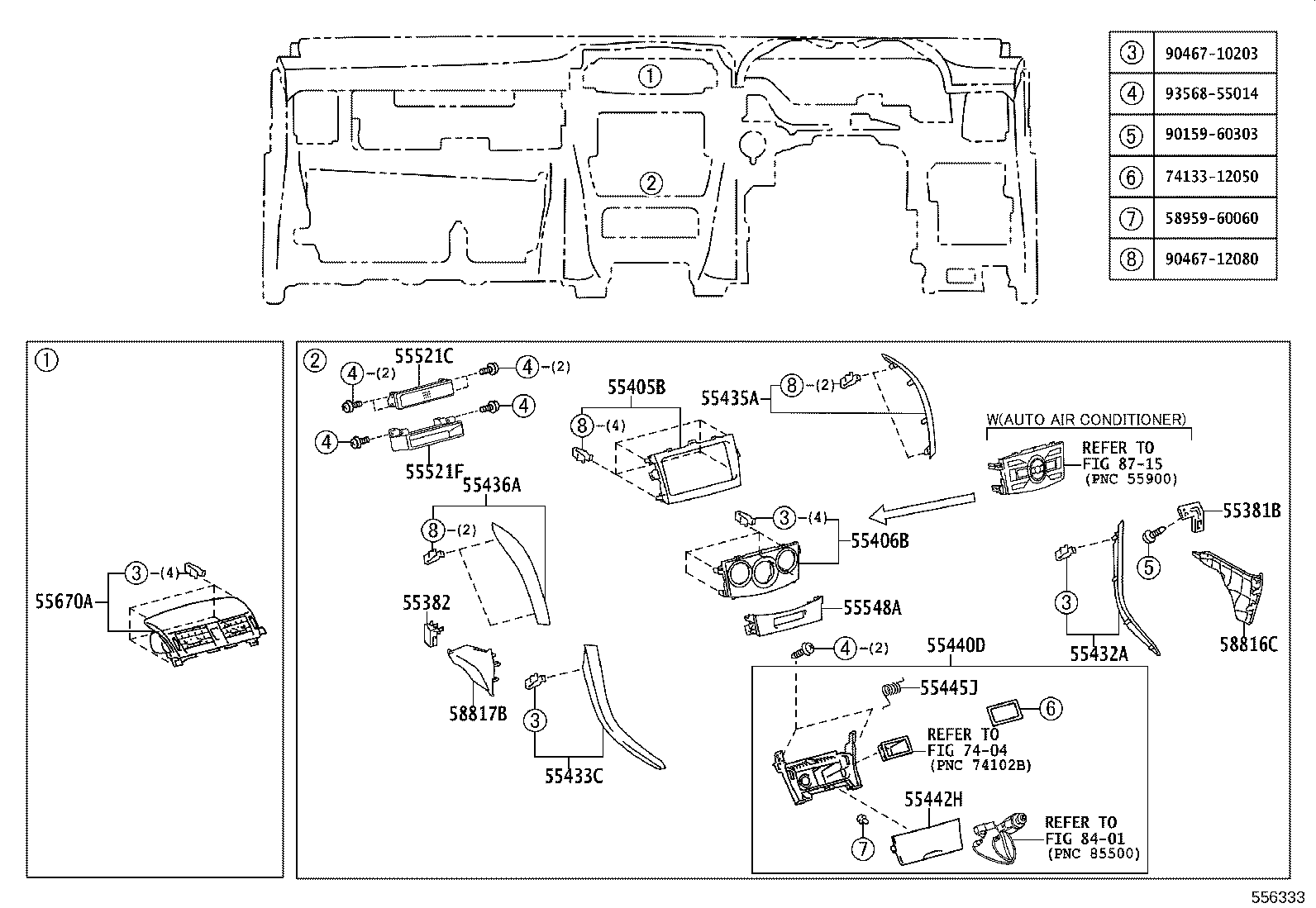 55307-02100 BRACE SUB-ASSY, INSTRUMENT PANEL, NO.2 product image