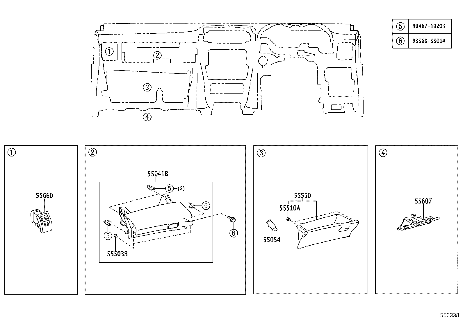 55307-02100 BRACE SUB-ASSY, INSTRUMENT PANEL, NO.2 product image