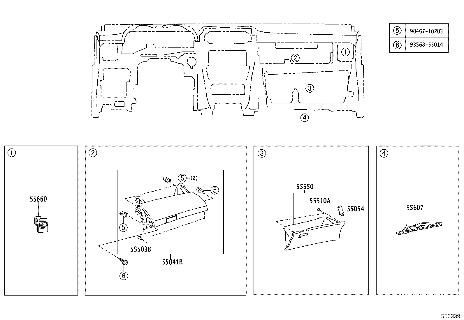 55307-02100 BRACE SUB-ASSY, INSTRUMENT PANEL, NO.2 product image