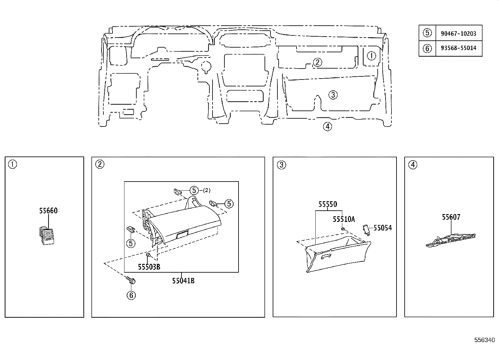 55307-02100 BRACE SUB-ASSY, INSTRUMENT PANEL, NO.2 product image