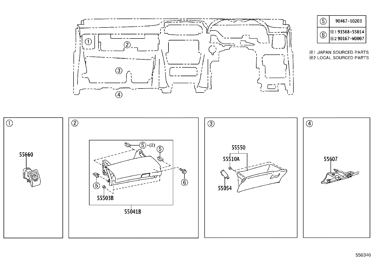 55355-02520 CUSHION, INSTRUMENT PANEL, NO.1 product image