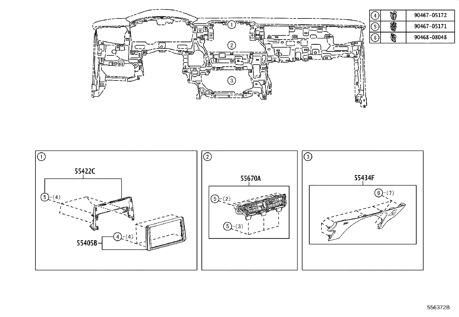 55405-02860 PANEL SUB-ASSY, INSTRUMENT CLUSTER FINISH, CENTER product image