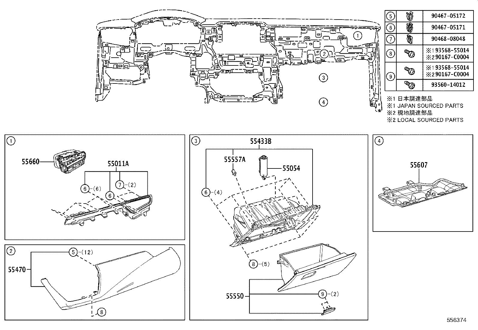 55405-02860 PANEL SUB-ASSY, INSTRUMENT CLUSTER FINISH, CENTER product image
