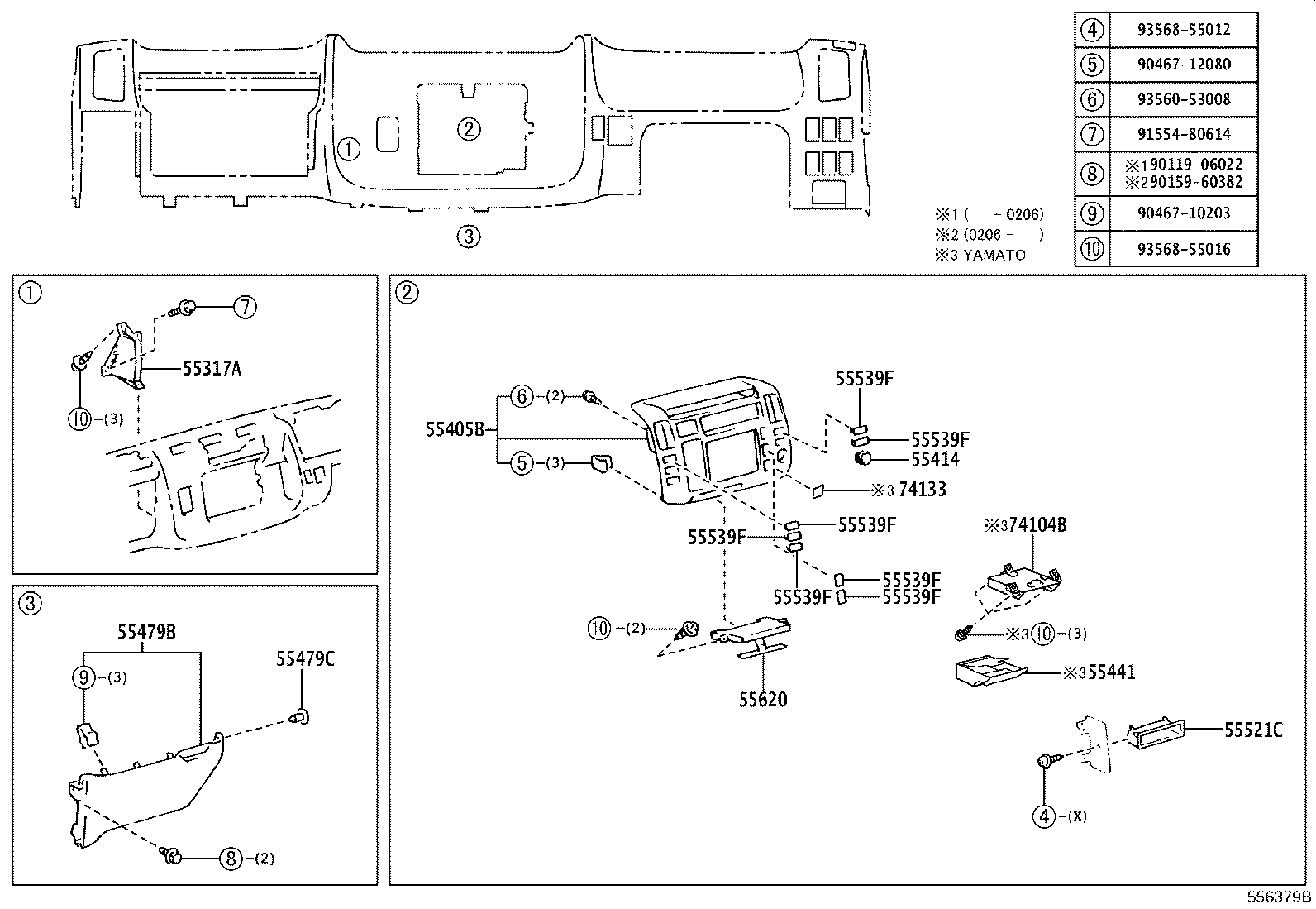 55405-37151 PANEL SUB-ASSY, INSTRUMENT CLUSTER FINISH, CENTER product image