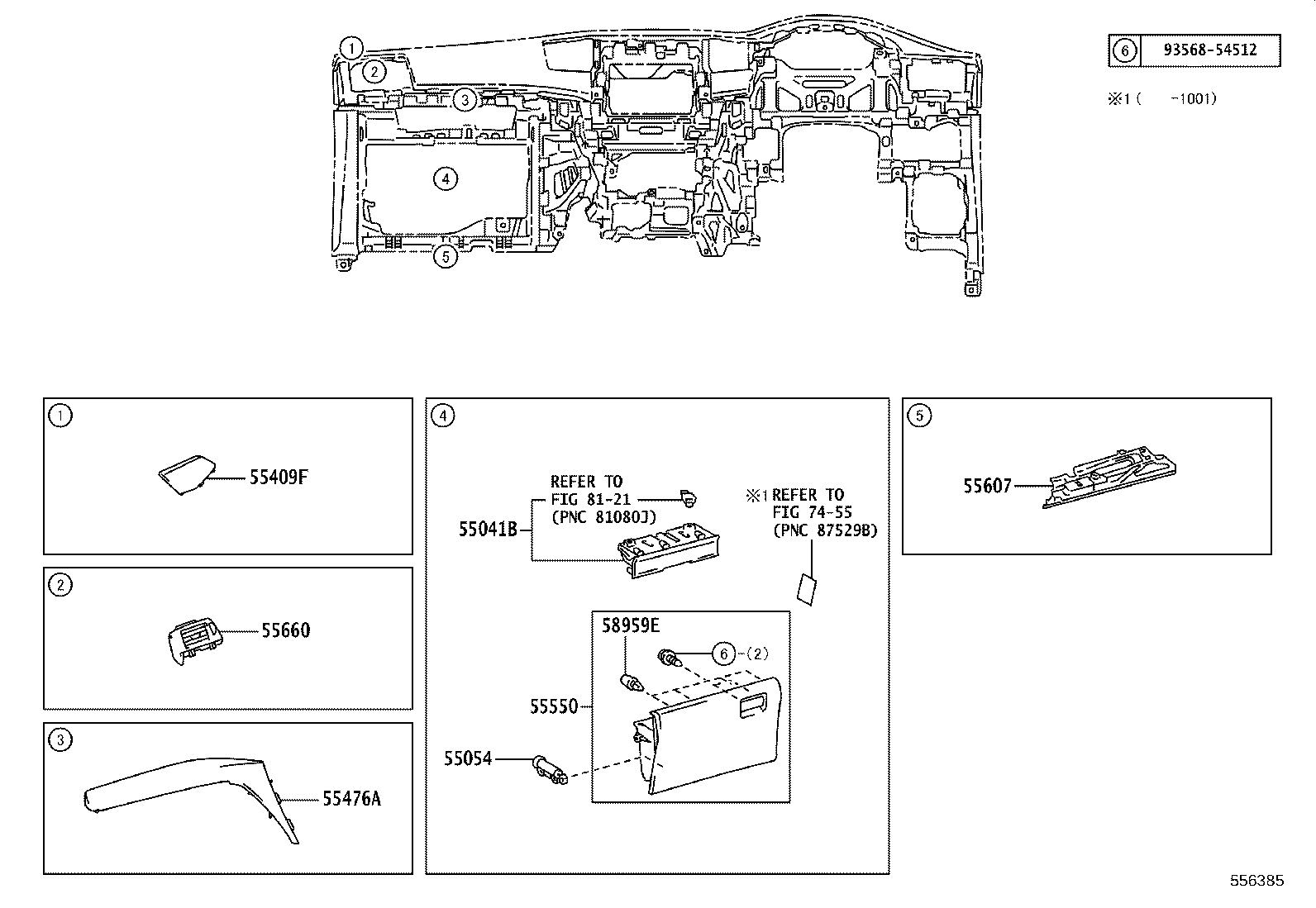 55405-58280 PANEL SUB-ASSY, INSTRUMENT CLUSTER FINISH, CENTER product image