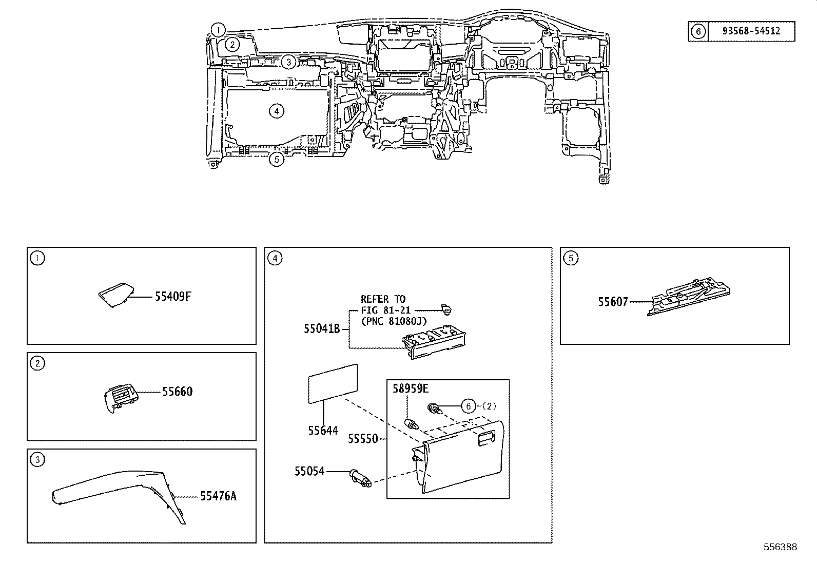 55405-58280 PANEL SUB-ASSY, INSTRUMENT CLUSTER FINISH, CENTER product image