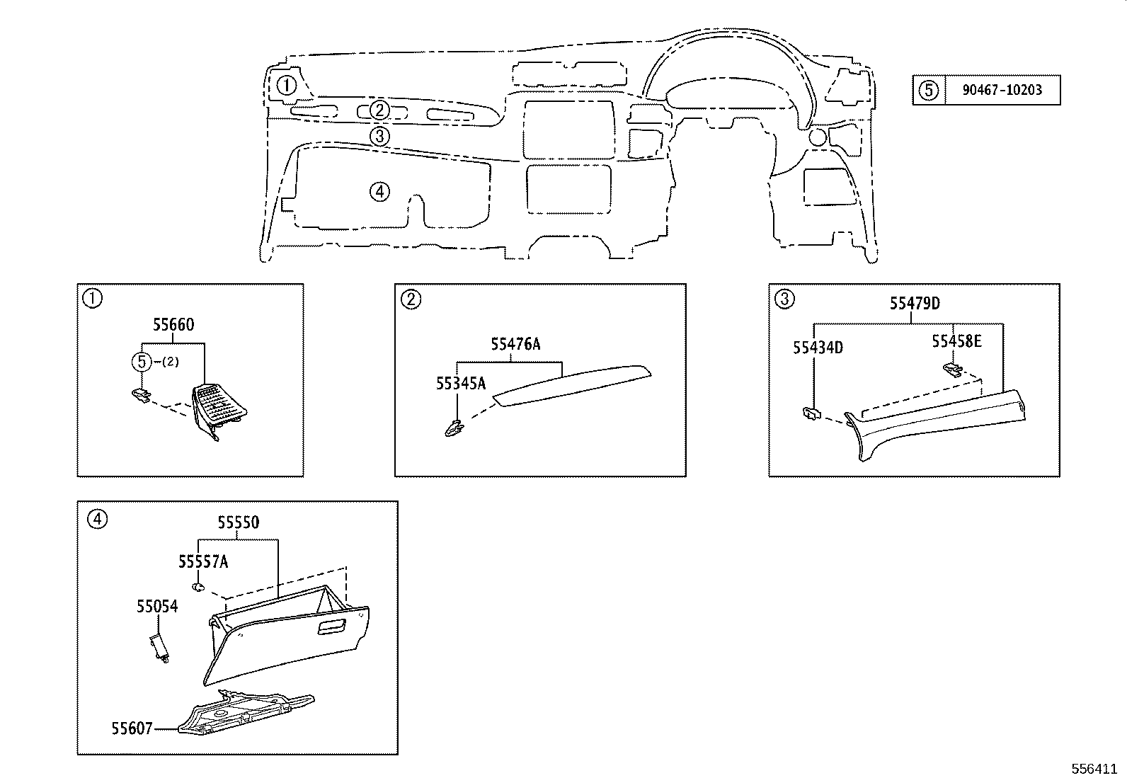 55307-20230 BRACE SUB-ASSY, INSTRUMENT PANEL, NO.2 product image