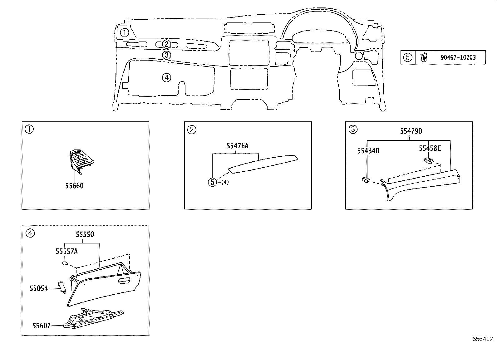 55307-20230 BRACE SUB-ASSY, INSTRUMENT PANEL, NO.2 product image