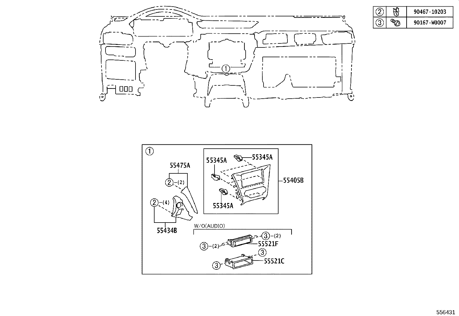55307-05050 BRACE SUB-ASSY, INSTRUMENT PANEL, NO.2 product image