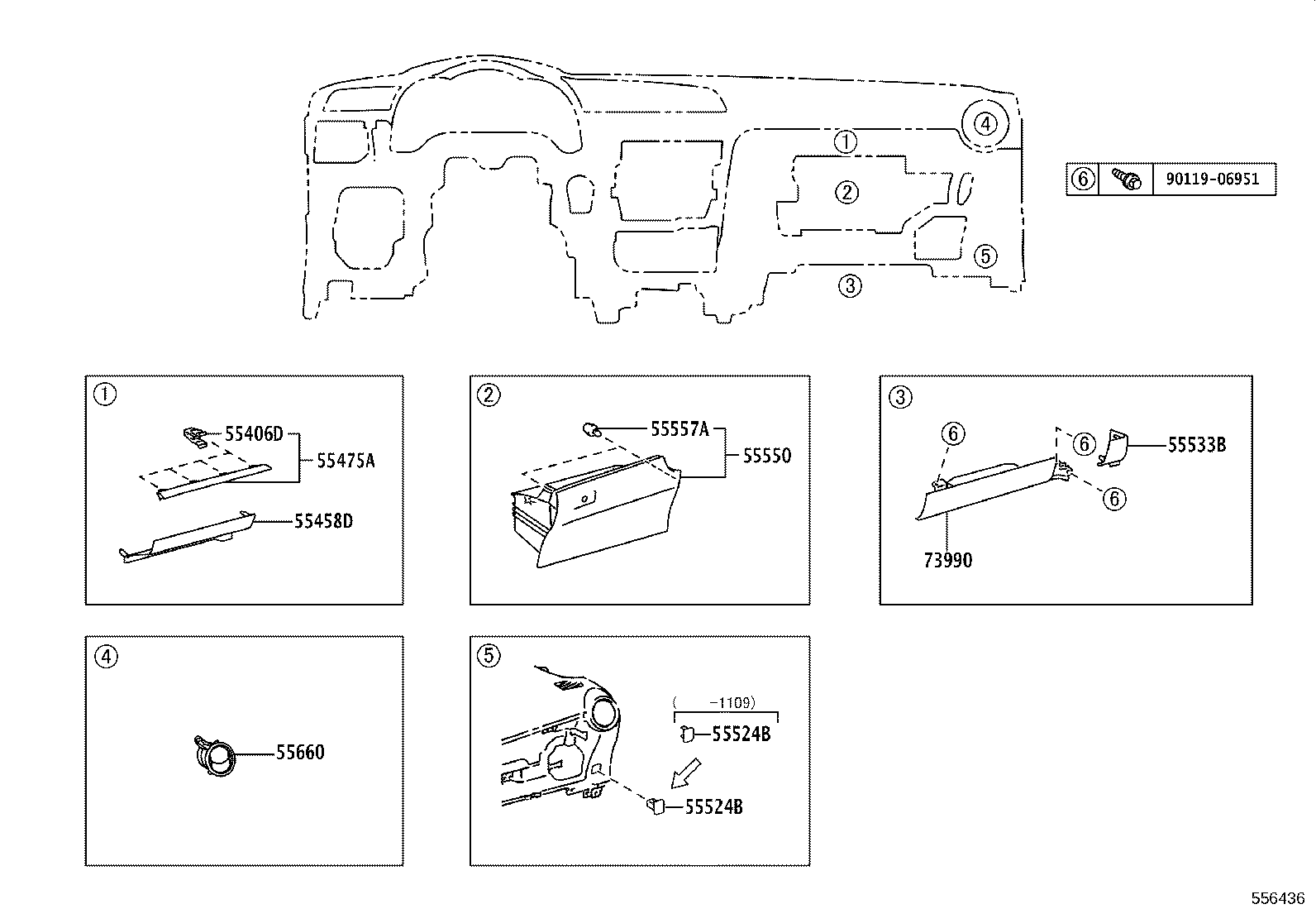 55357-21020 CUSHION, INSTRUMENT PANEL, NO.3 product image