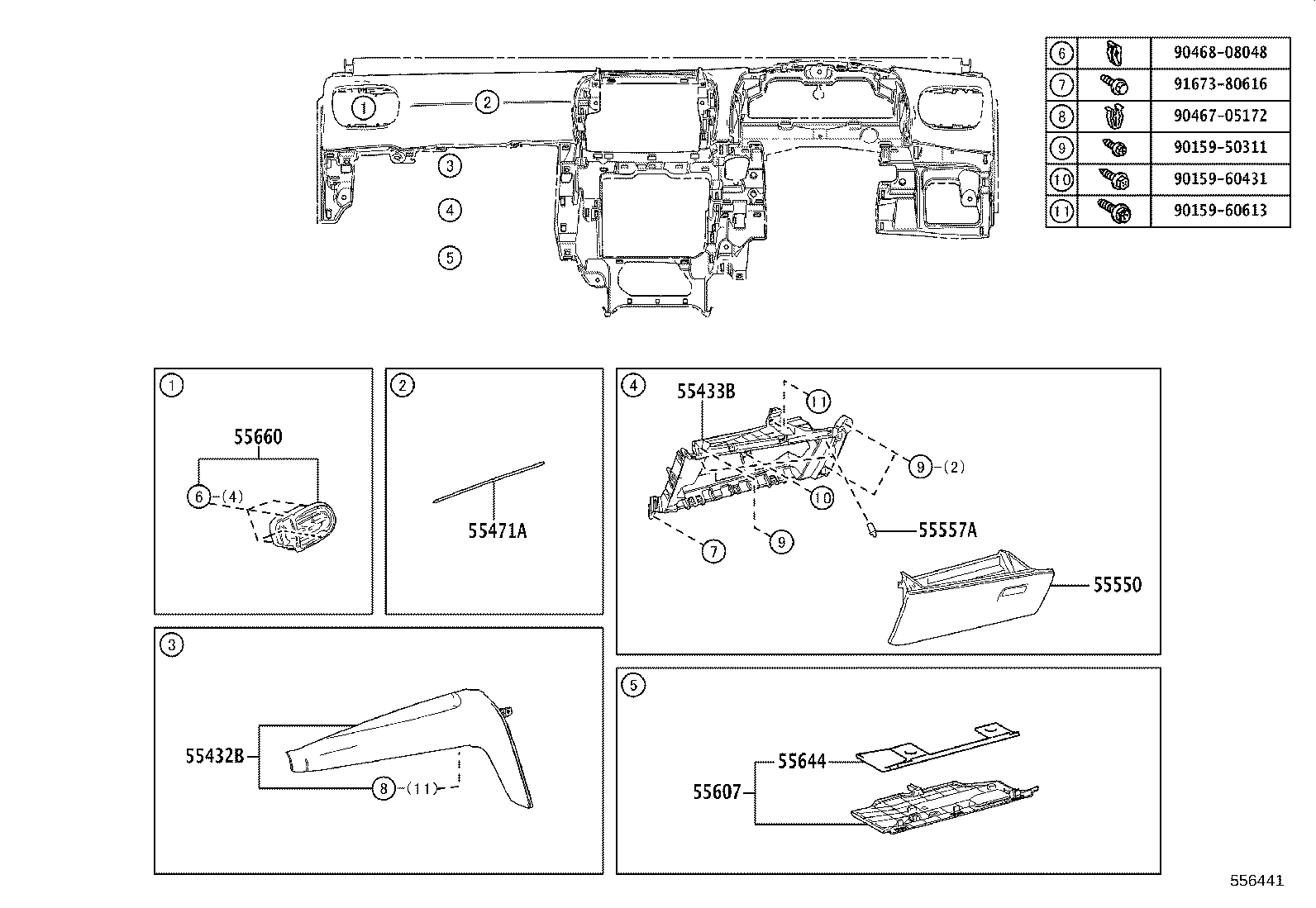 55453-52160 PAD, INSTRUMENT PANEL SAFETY, NO.1 product image