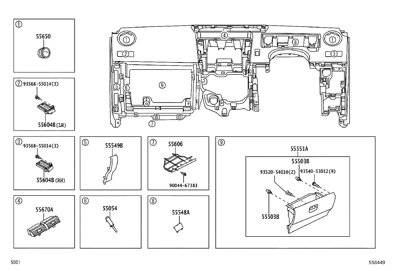 55054-B2010 STOPPER SUB-ASSY, GLOVE COMPARTMENT DOOR product image