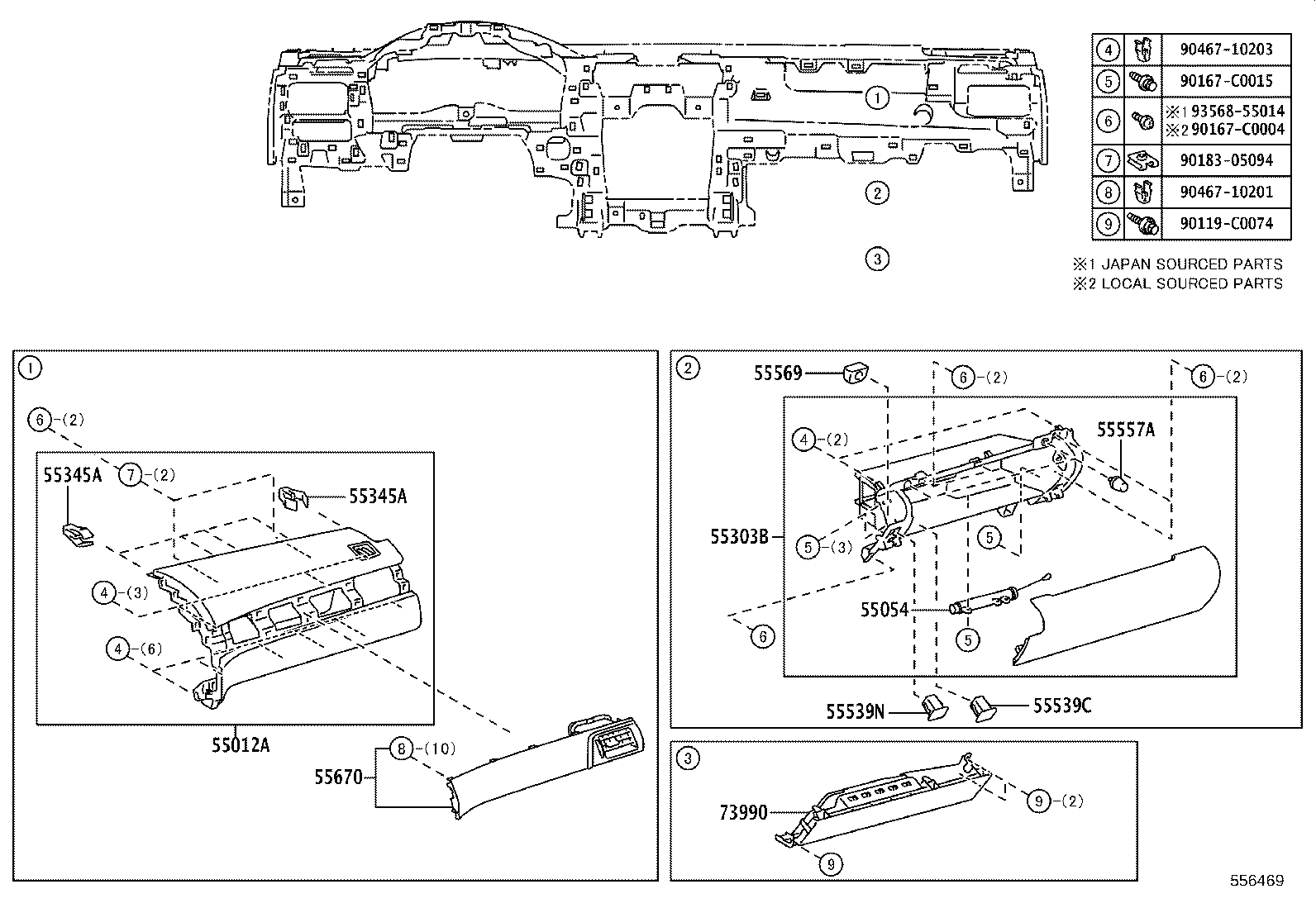 55375-06190 BRACKET, INSTRUMENT PANEL LOWER MOUNTING, NO.2 product image